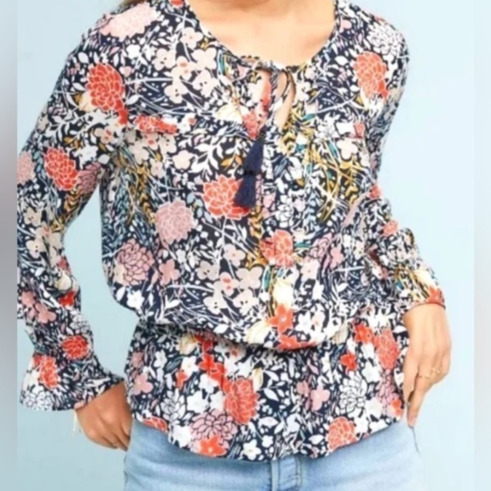 Anthropologie Maeve Floral Print Peasant Multicolor Sz. S